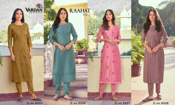 VARDAN-DESIGNER-RAAHAT-VOL-2-ROMAN-SILK-WITH-EMBROIDERY-WORK-INNER-STICHED-KURTI-PANT-CATALOGUE-1