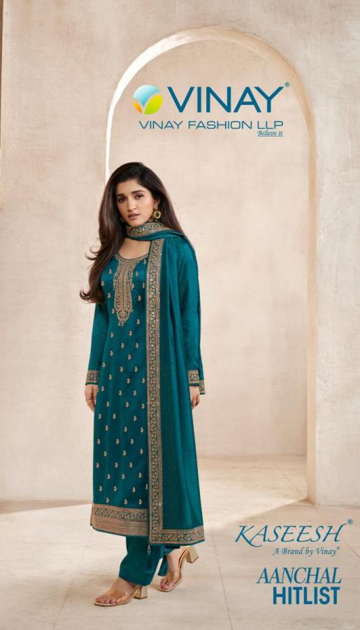 VINAY-KASEES-AANCHAL-HITKIT-EMBROIDERED-SILK-GEORGETTE-WITH-SANTOON-INNER-BOTTOM-DRESS-MATERIAL-CATALOGUE-8